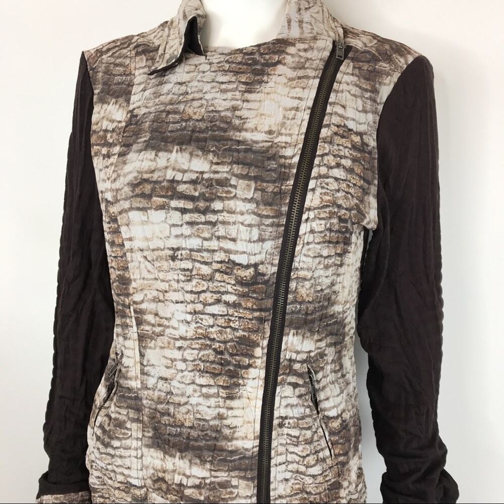 Alberto Makali Moto Biker Brown Brick Zip Jacket - Picture 2 of 11